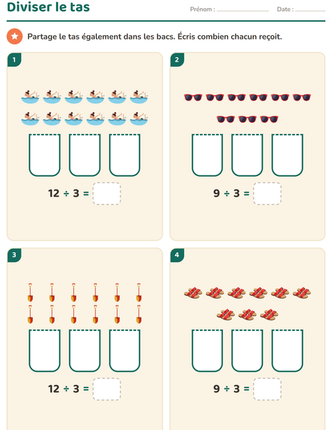 Aperçu de la fiche Multiplication en réseaux avec Été pour CE2 (cours élémentaire 2)