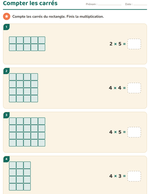 Aperçu de la fiche Multiplication en réseaux pour CE2 (cours élémentaire 2)