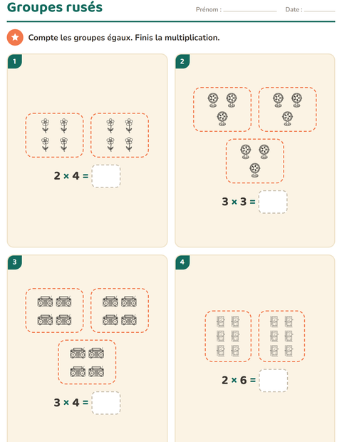 Aperçu de la fiche Multiplication en réseaux avec Maison et Nature NB pour CE2 (cours élémentaire 2)