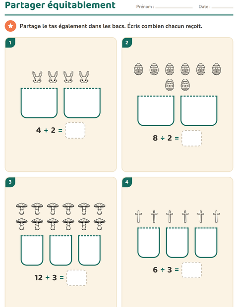 Aperçu de la fiche Multiplication en réseaux avec Pâques NB pour CE1 (cours élémentaire 1)