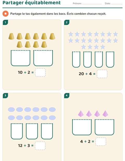 Aperçu de la fiche Multiplication en réseaux avec Formes pour CE1 (cours élémentaire 1)
