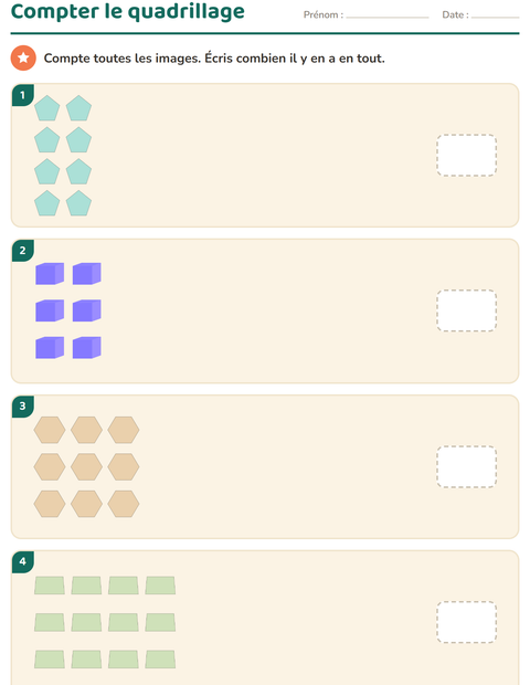 Aperçu de la fiche Multiplication en réseaux avec Formes pour École maternelle (grande section, 5-7 ans)
