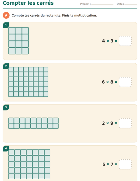 Aperçu de la fiche Multiplication en réseaux pour CE2 (cours élémentaire 2)