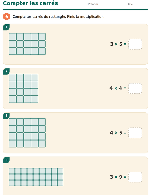 Aperçu : Tables de multiplication et réseaux au CE2