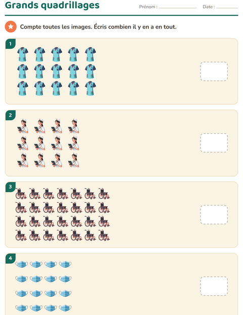 Aperçu de la fiche Multiplication en réseaux avec Hôpital pour CE2 (cours élémentaire 2)