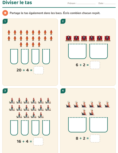 Aperçu de la fiche Multiplication en réseaux avec Métiers pour CE2 (cours élémentaire 2)