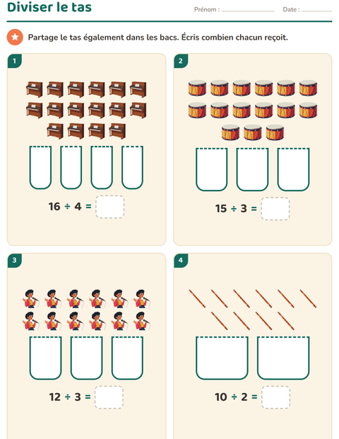 Aperçu de la fiche Multiplication en réseaux avec Musique pour CE2 (cours élémentaire 2)