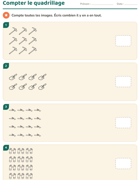 Aperçu de la fiche Multiplication en réseaux avec Outils NB pour École maternelle (grande section, 5-7 ans)