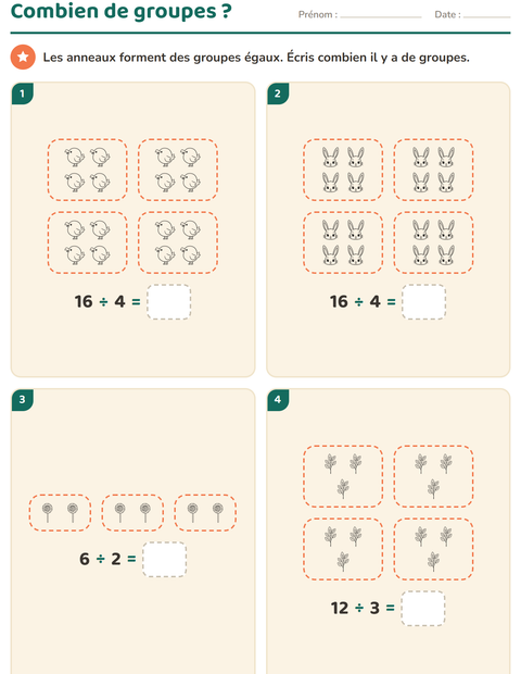 Aperçu de la fiche Multiplication en réseaux avec Pâques NB pour CE1 (cours élémentaire 1)