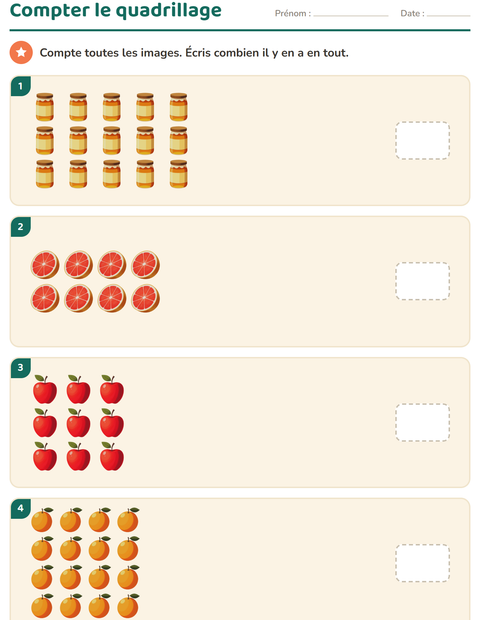 Aperçu de la fiche Multiplication en réseaux avec Petit-déjeuner pour École maternelle (grande section, 5-7 ans)