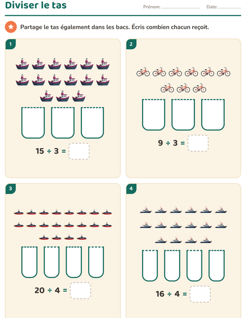 Aperçu de la fiche Multiplication en réseaux avec Véhicules pour CE2 (cours élémentaire 2)