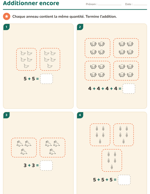 Aperçu de la fiche Multiplication en réseaux avec Vie marine NB pour CE1 (cours élémentaire 1)