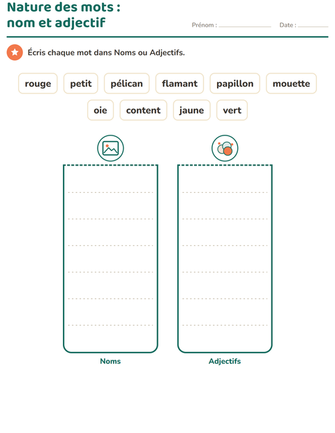 Aperçu de la fiche Nature des mots avec Choses qui volent pour CP (cours préparatoire)
