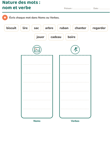 Aperçu de la fiche Nature des mots avec Noël pour CP (cours préparatoire)