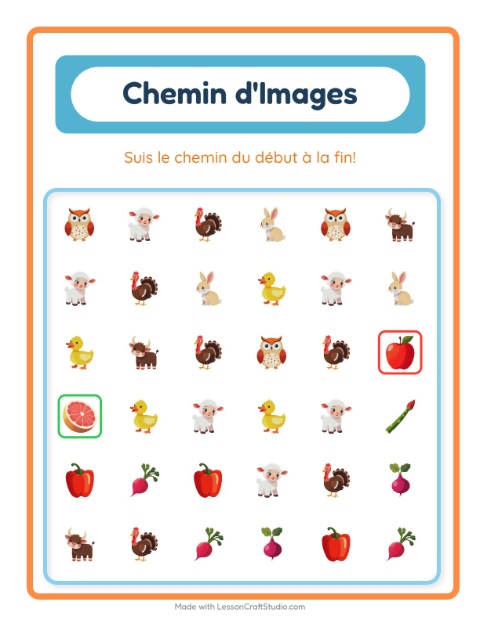 Aperçu de la fiche Parcours Illustré pour École maternelle (grande section, 5-7 ans)