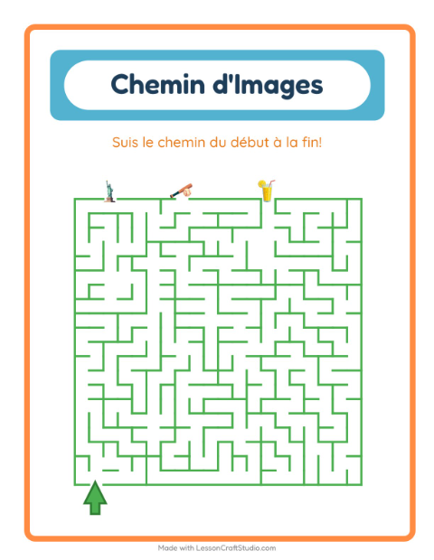 Aperçu de la fiche Parcours Illustré avec 4 juillet pour École maternelle (grande section, 5-7 ans)