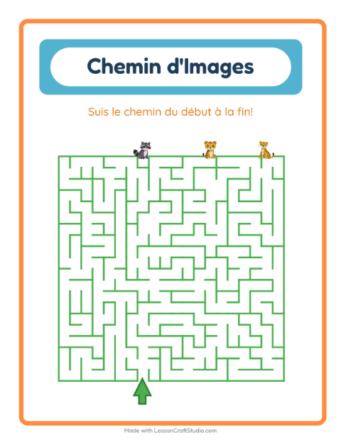 Aperçu de la fiche Parcours Illustré avec Animaux pour École maternelle (grande section, 5-7 ans)