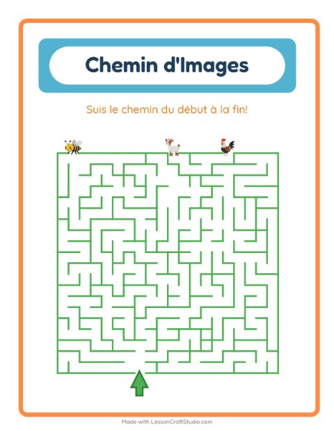 Aperçu de la fiche Parcours Illustré avec Animaux de la ferme pour École maternelle (grande section, 5-7 ans)