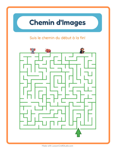Aperçu de la fiche Parcours Illustré avec Animaux du zoo pour École maternelle (grande section, 5-7 ans)