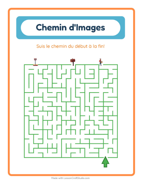 Aperçu de la fiche Parcours Illustré avec Bureau de poste pour École maternelle (grande section, 5-7 ans)