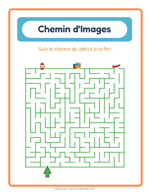 Aperçu de la fiche Parcours Illustré avec Camping pour École maternelle (grande section, 5-7 ans)