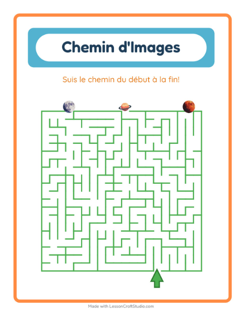 Aperçu de la fiche Parcours Illustré avec Espace pour École maternelle (grande section, 5-7 ans)