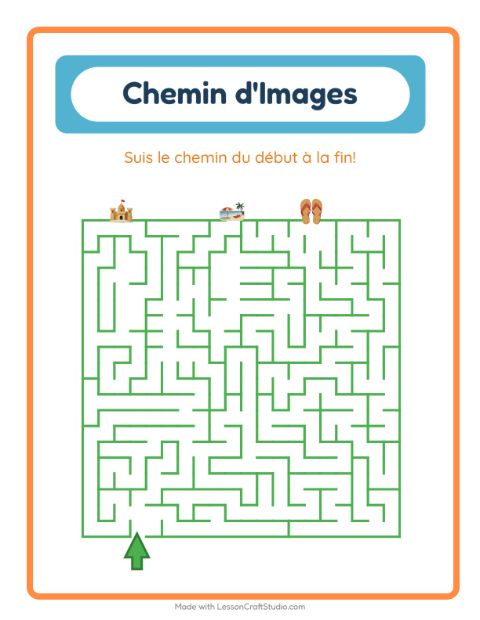 Aperçu de la fiche Parcours Illustré avec Été pour École maternelle (grande section, 5-7 ans)