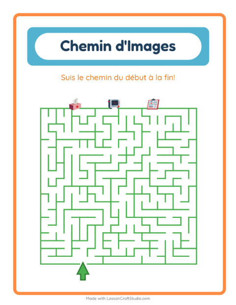 Aperçu de la fiche Parcours Illustré avec Hôpital pour École maternelle (grande section, 5-7 ans)