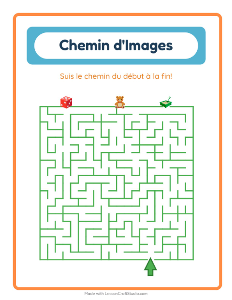 Aperçu de la fiche Parcours Illustré avec Jouets pour École maternelle (grande section, 5-7 ans)