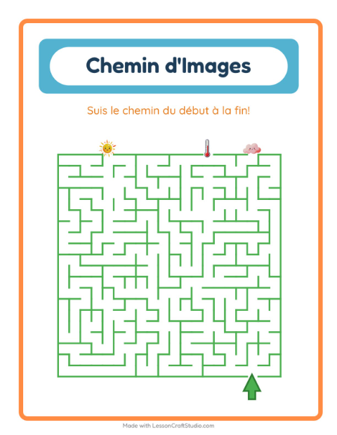 Aperçu de la fiche Parcours Illustré avec Météo pour École maternelle (grande section, 5-7 ans)