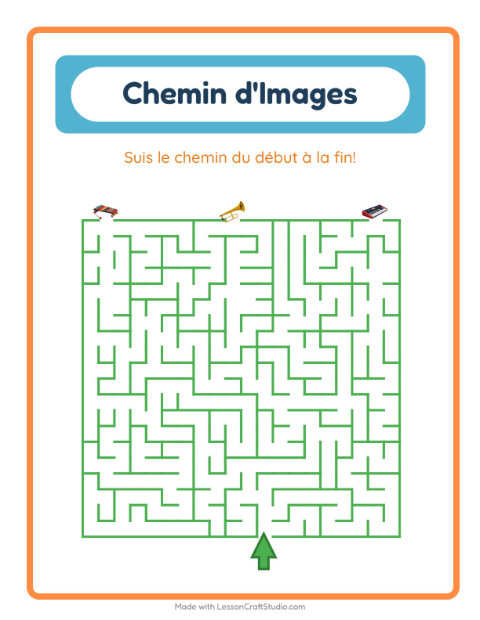 Aperçu de la fiche Parcours Illustré avec Musique pour École maternelle (grande section, 5-7 ans)