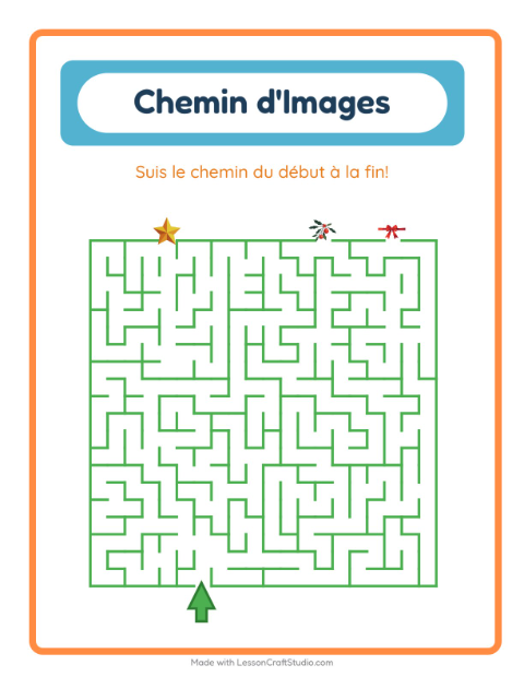 Aperçu de la fiche Parcours Illustré avec Noël pour École maternelle (grande section, 5-7 ans)
