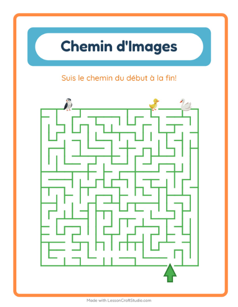 Aperçu de la fiche Parcours Illustré avec Oiseaux 2 pour École maternelle (grande section, 5-7 ans)