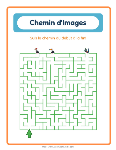 Aperçu de la fiche Parcours Illustré avec Oiseaux pour École maternelle (grande section, 5-7 ans)