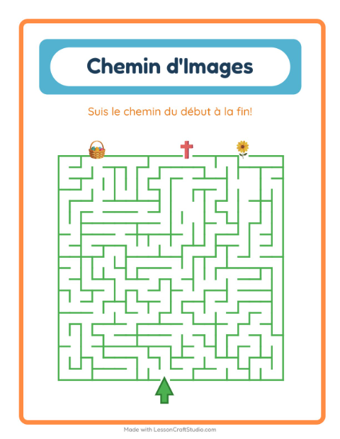 Aperçu de la fiche Parcours Illustré avec Pâques pour École maternelle (grande section, 5-7 ans)