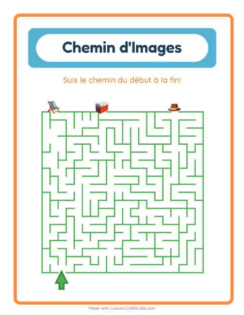Aperçu de la fiche Parcours Illustré avec Plage pour École maternelle (grande section, 5-7 ans)
