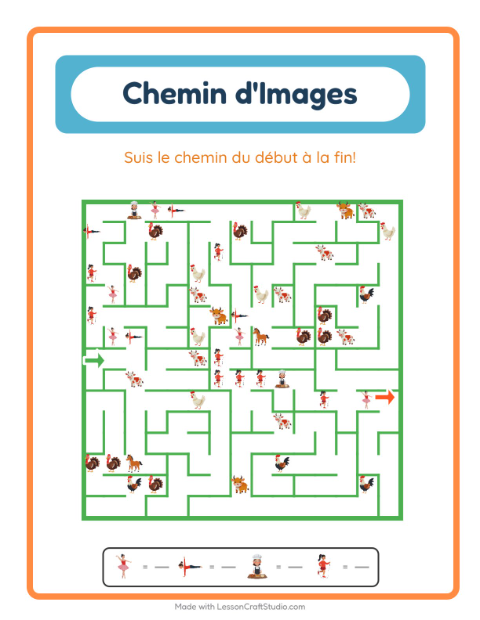 Aperçu de la fiche Parcours Illustré avec Activités pour École maternelle (grande section, 5-7 ans)