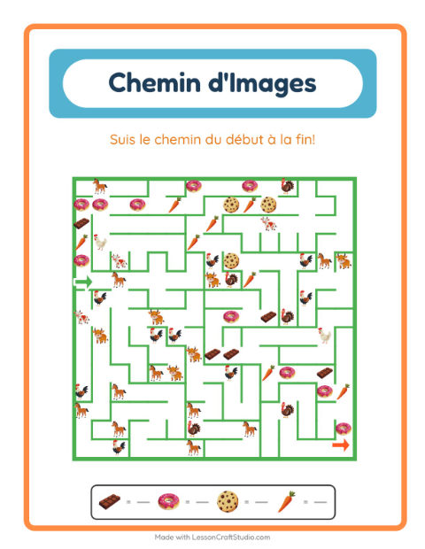 Aperçu de la fiche Parcours Illustré avec Au supermarché pour École maternelle (grande section, 5-7 ans)