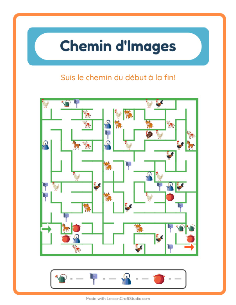 Aperçu de la fiche Parcours Illustré avec Autour de la maison pour École maternelle (grande section, 5-7 ans)