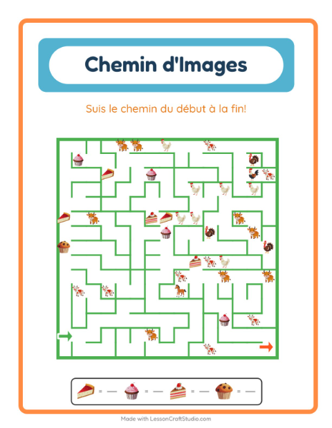 Aperçu de la fiche Parcours Illustré avec Boulangerie pour École maternelle (grande section, 5-7 ans)
