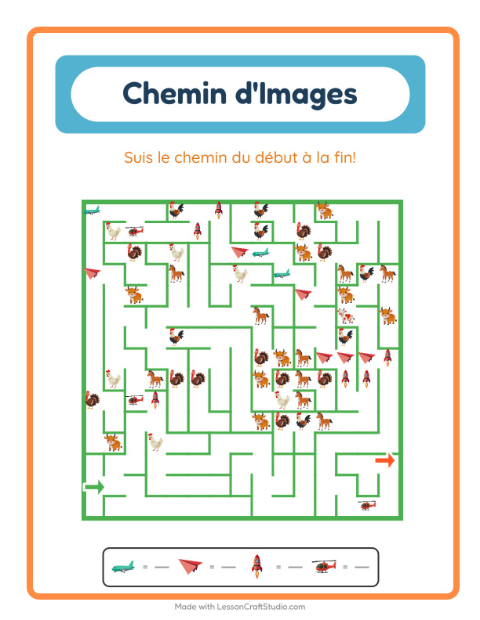Aperçu de la fiche Parcours Illustré avec Choses qui volent pour École maternelle (grande section, 5-7 ans)