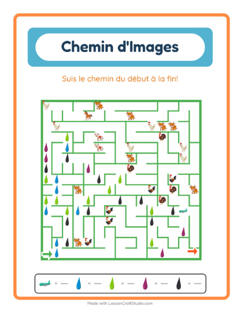 Aperçu de la fiche Parcours Illustré avec Couleurs pour École maternelle (grande section, 5-7 ans)