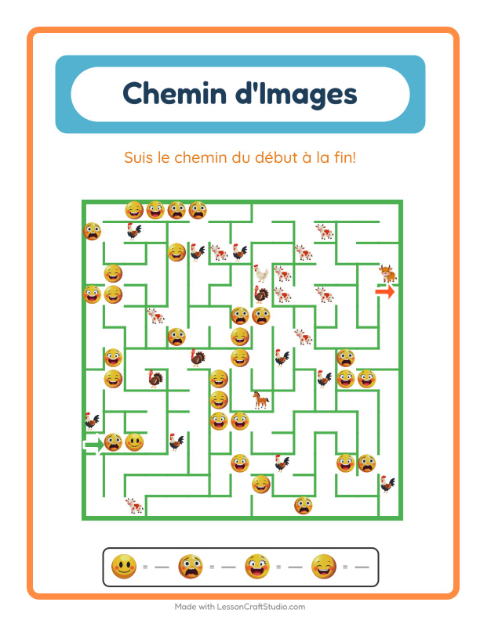 Aperçu de la fiche Parcours Illustré avec Émotions pour École maternelle (grande section, 5-7 ans)