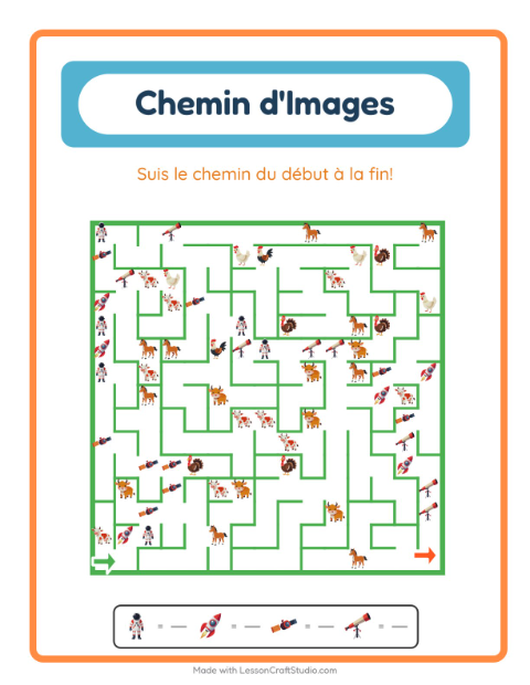 Aperçu de la fiche Parcours Illustré avec Espace pour École maternelle (grande section, 5-7 ans)