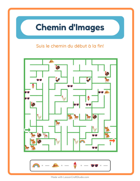 Aperçu de la fiche Parcours Illustré avec Été pour École maternelle (grande section, 5-7 ans)