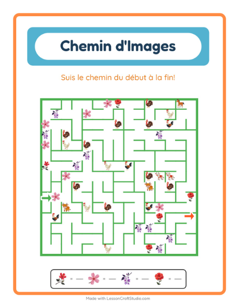 Aperçu de la fiche Parcours Illustré avec Fleurs pour École maternelle (grande section, 5-7 ans)