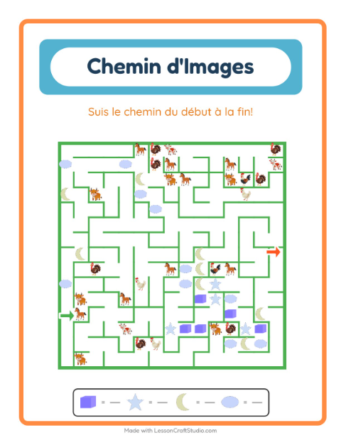 Aperçu de la fiche Parcours Illustré avec Formes pour École maternelle (grande section, 5-7 ans)