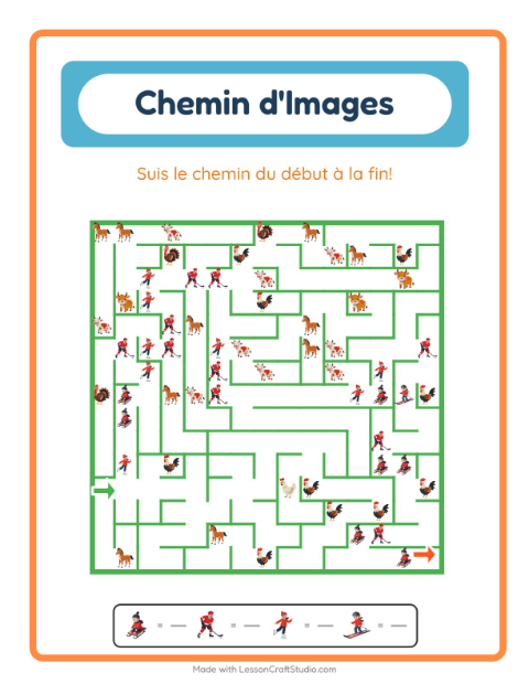 Aperçu de la fiche Parcours Illustré avec Hiver pour École maternelle (grande section, 5-7 ans)