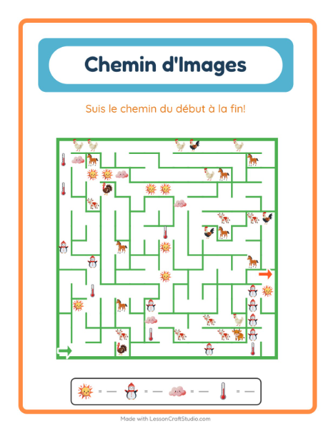 Aperçu de la fiche Parcours Illustré avec Météo pour École maternelle (grande section, 5-7 ans)
