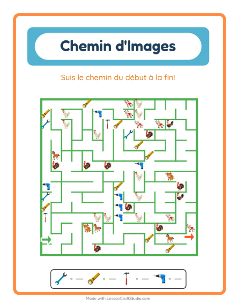 Aperçu de la fiche Parcours Illustré avec Outils pour École maternelle (grande section, 5-7 ans)
